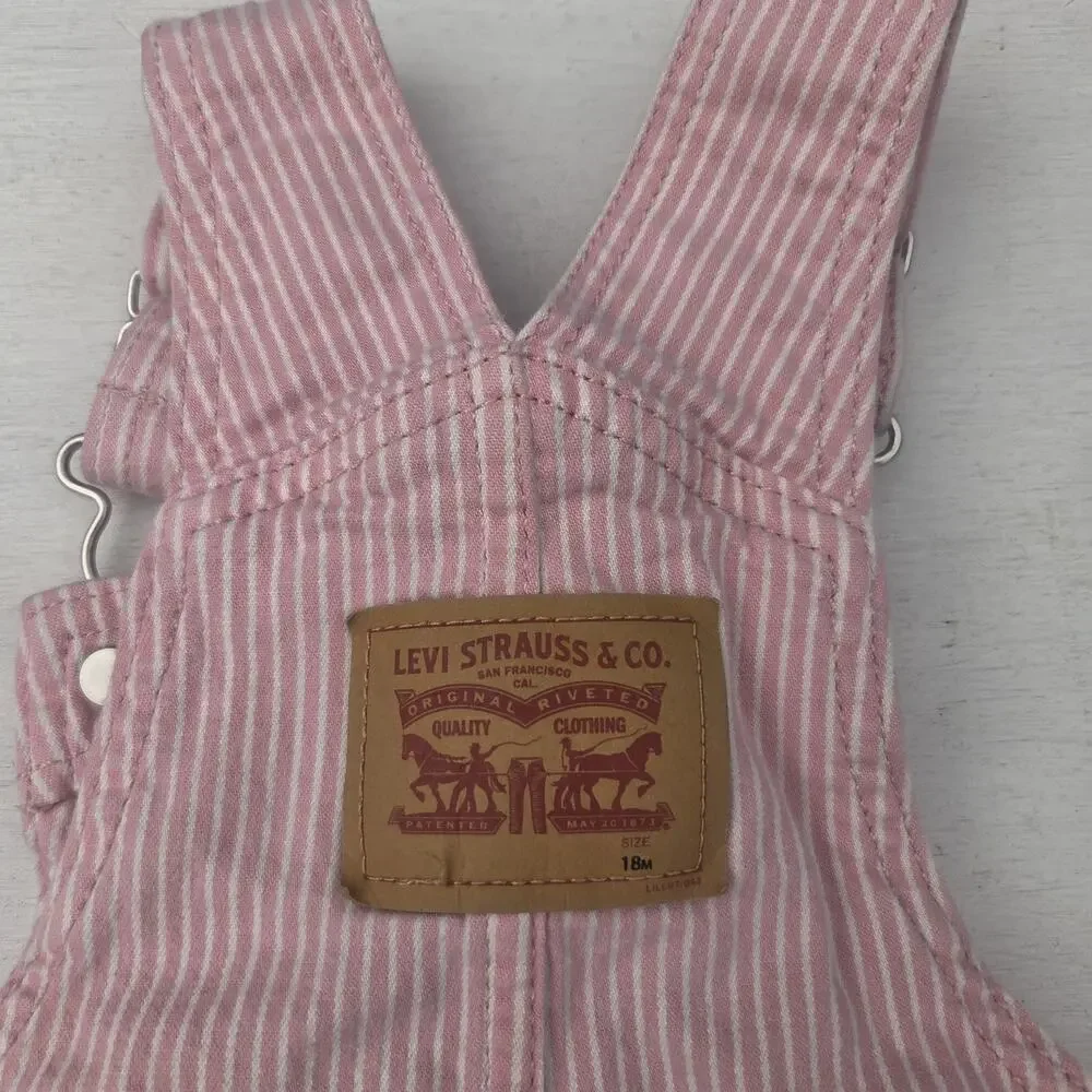 Levi Strauss Co Kids Overalls Size 18M Pink White Striped
